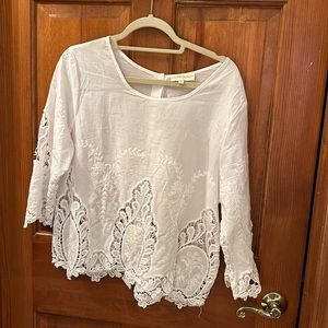 White top , with lace , button up back